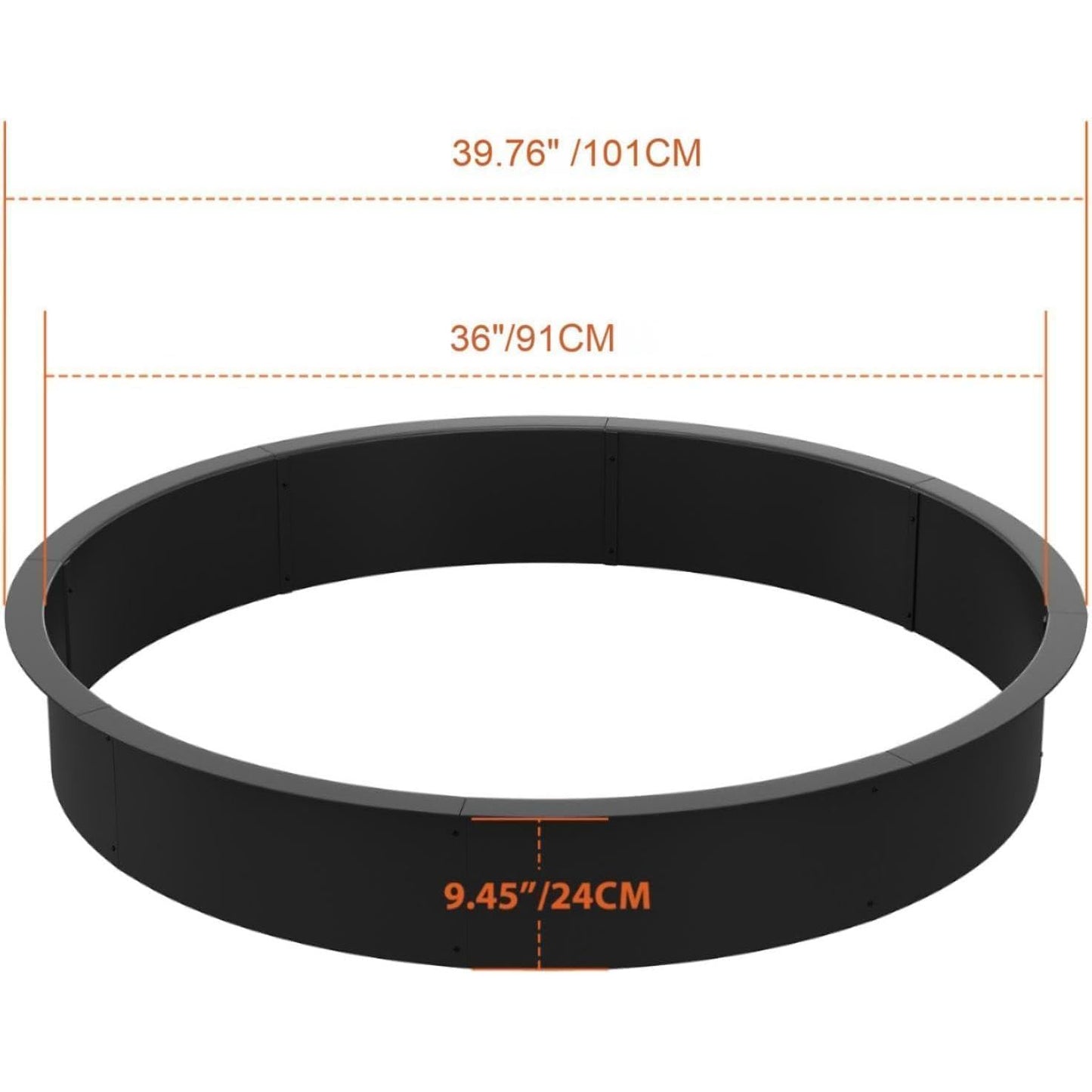 36 Inch Carbon Steel Outdoor Fire Pit with Smokeless Design and Ventilation Holes, Round Garden Campfire Ring Perfect for Burning Firewood and DIY Use