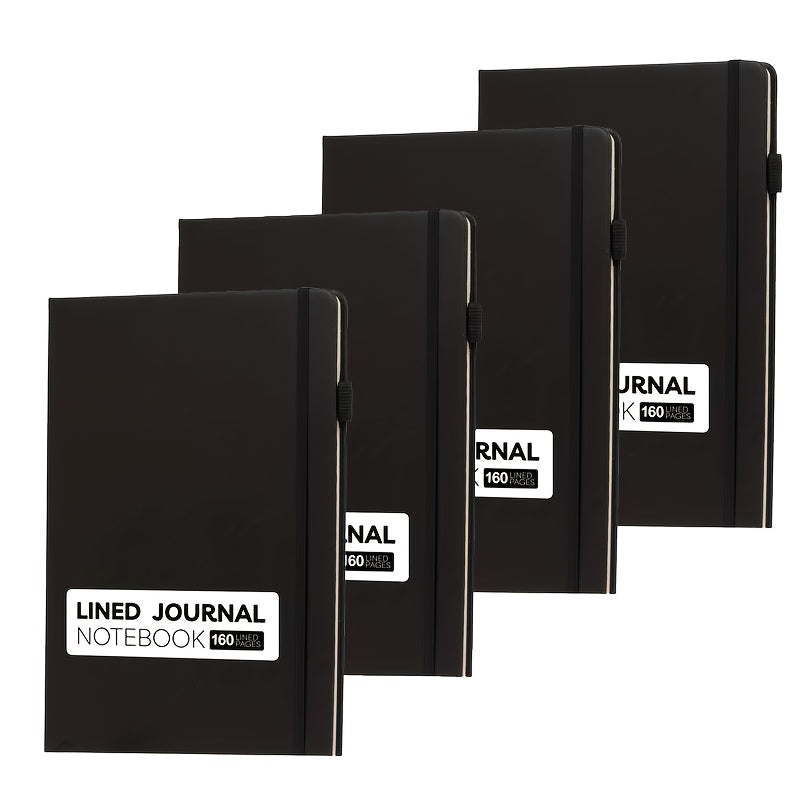 4 PACK A5/ B5 Leather Hardcover Notebook, Lined Notebook 80 GSM Thick Durable Paper for School Office Business Use, Back to School Season Supplie, Christmas Birthday Gift