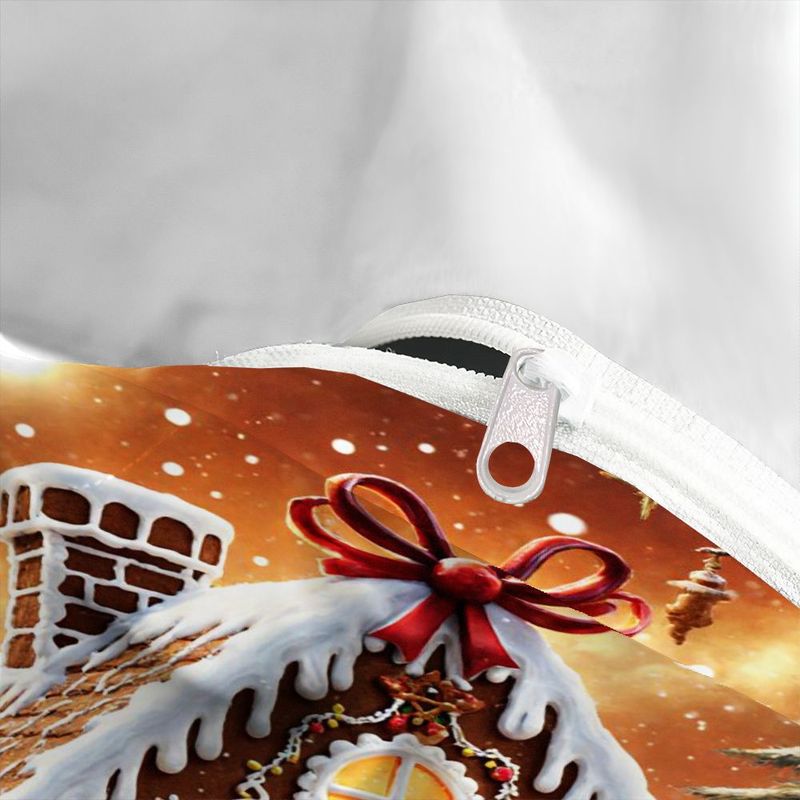 3pcs Christmas Gingerbread House Duvet Cover, Winter Holiday Bedding with Pillowcases, Xmas Snow Scene Quilt, Festive Bedroom Decor, Soft Microfiber Fabric 1 Duvet Cover+2 Pillowcases,  Holiday Theme, Cozy Winter Decor, Highq
