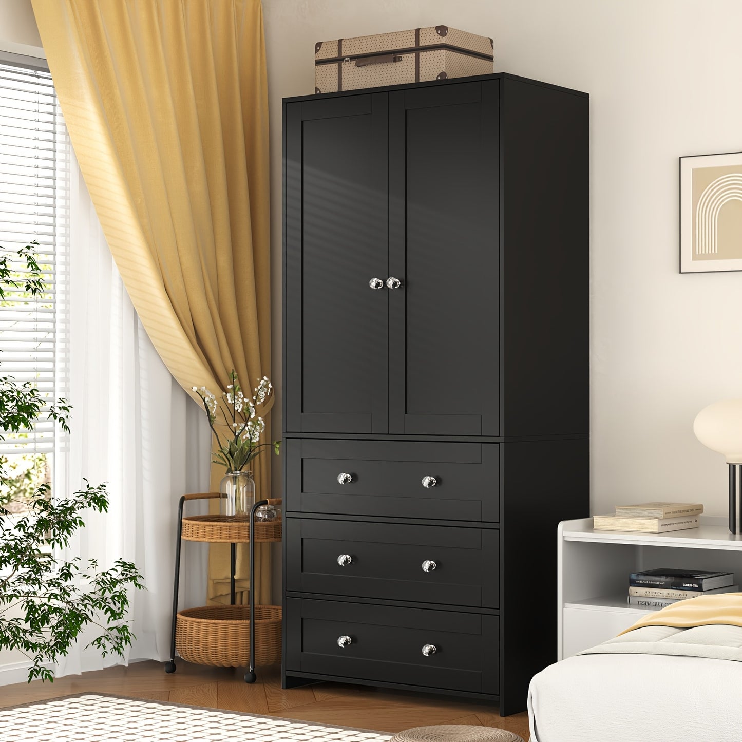 71" Wardrobe Armoire Closet with Mirror, 3/6 Large Drawers & 2/4 Doors, Gifts for Christmas