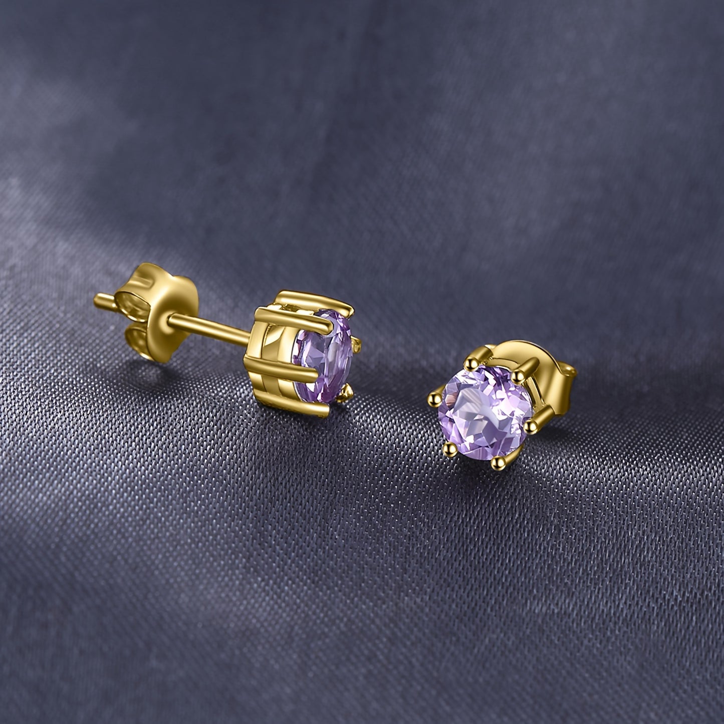 1pair 925 Sterling Silver Simple And Elegant Classic Design Exquisite Multi-faceted Round Cut Natural Gemstone Birthstone Stud Earrings Yellow&Rose for Women for Girl for Daily Decoration for Prom Party Banquet Fine Jewelry