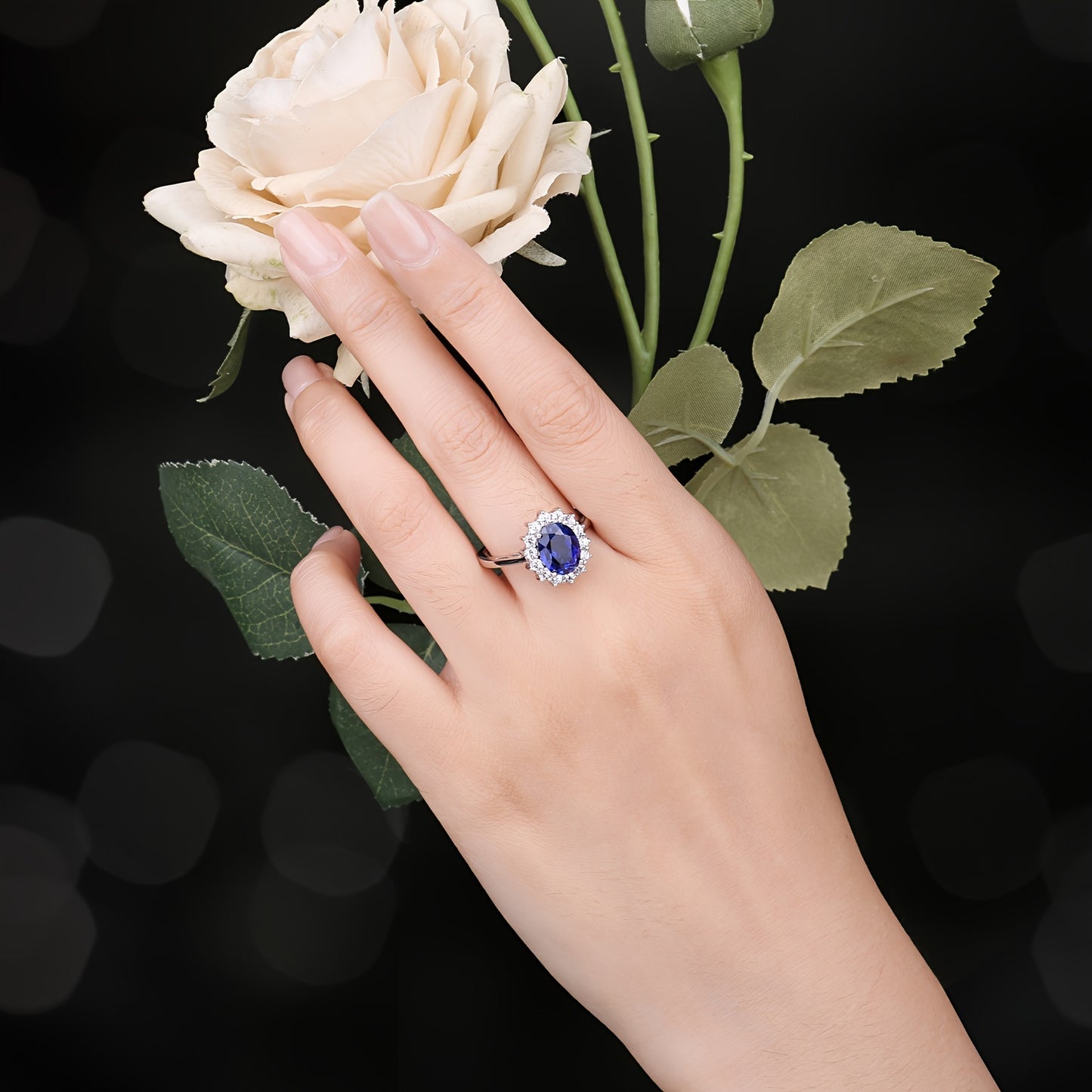 1pc 925 Sterling Silver Elegant And Gorgeous Classic Diana Design Exquisite Multi-faceted Oval Cut Synthetic Stone Birthstone Silvery Ring For Women For Prom Party Banquet For Daily Decoration Fine Jewelry