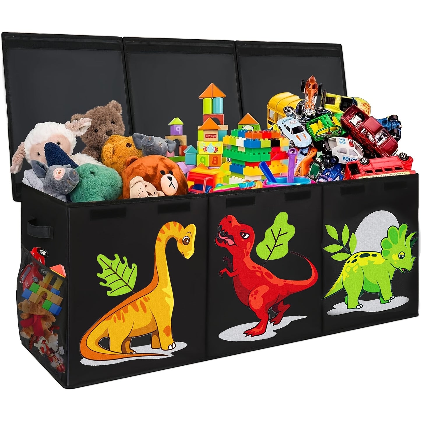 Extra Large Collapsible Toy Box with Lids - Sturdy Storage Organizer for Toys, Black Pink Chest Bin for 14+ Boys & Girls, Perfect for Playroom, Bedroom, Nursery, Toy Storage Organizer, Playroom Organizer - Vibrant Illustratio