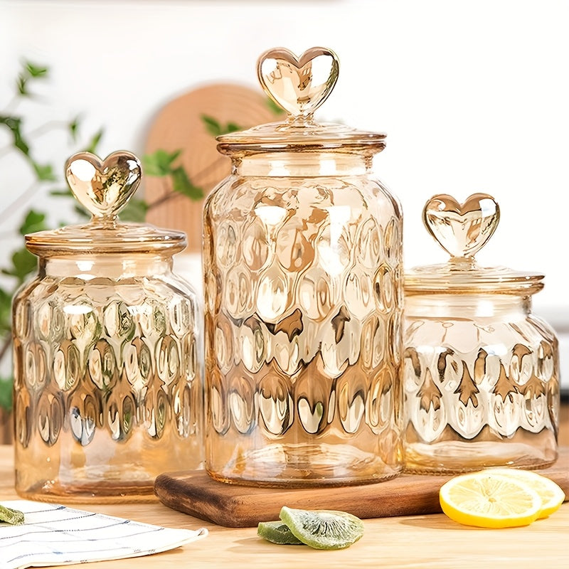 3pcs Set, 650ml-1400ml, Glass Food Storage Tank with Airtight Clamp Lid, Airtight Glass Tank, Clear Storage Container, Suitable for Sugar, Flour, Grains, Coffee, Spices, Storing Sugar, Cereal, Coffee, Biscuits, The First Choi