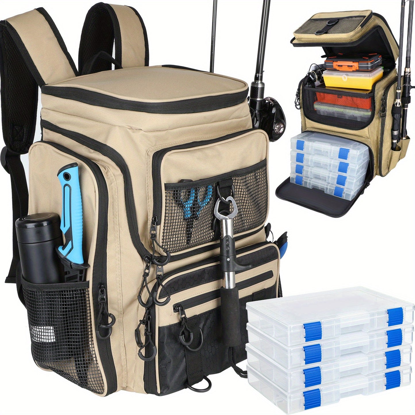 Factory Supplier Extra Large Capacity Fishing Backpack: 11.1gal With Built-in Rod Tube, For Carrying Fishing Gear & Equipment. Ideal For Fishing, Mountaineering, Hiking, And Camping.
