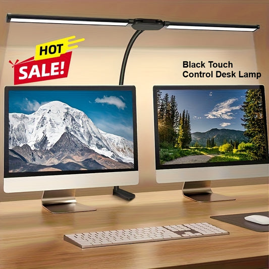 Modern Touch LED Desk Lamp | Adjustable Gooseneck, Dual Head Design, Anti Glare, USB Powered, Foldable, Smooth Metal Surface | Ideal for Reading, Gaming, Office - Perfect for Home Office and Study, Christmas Gift
