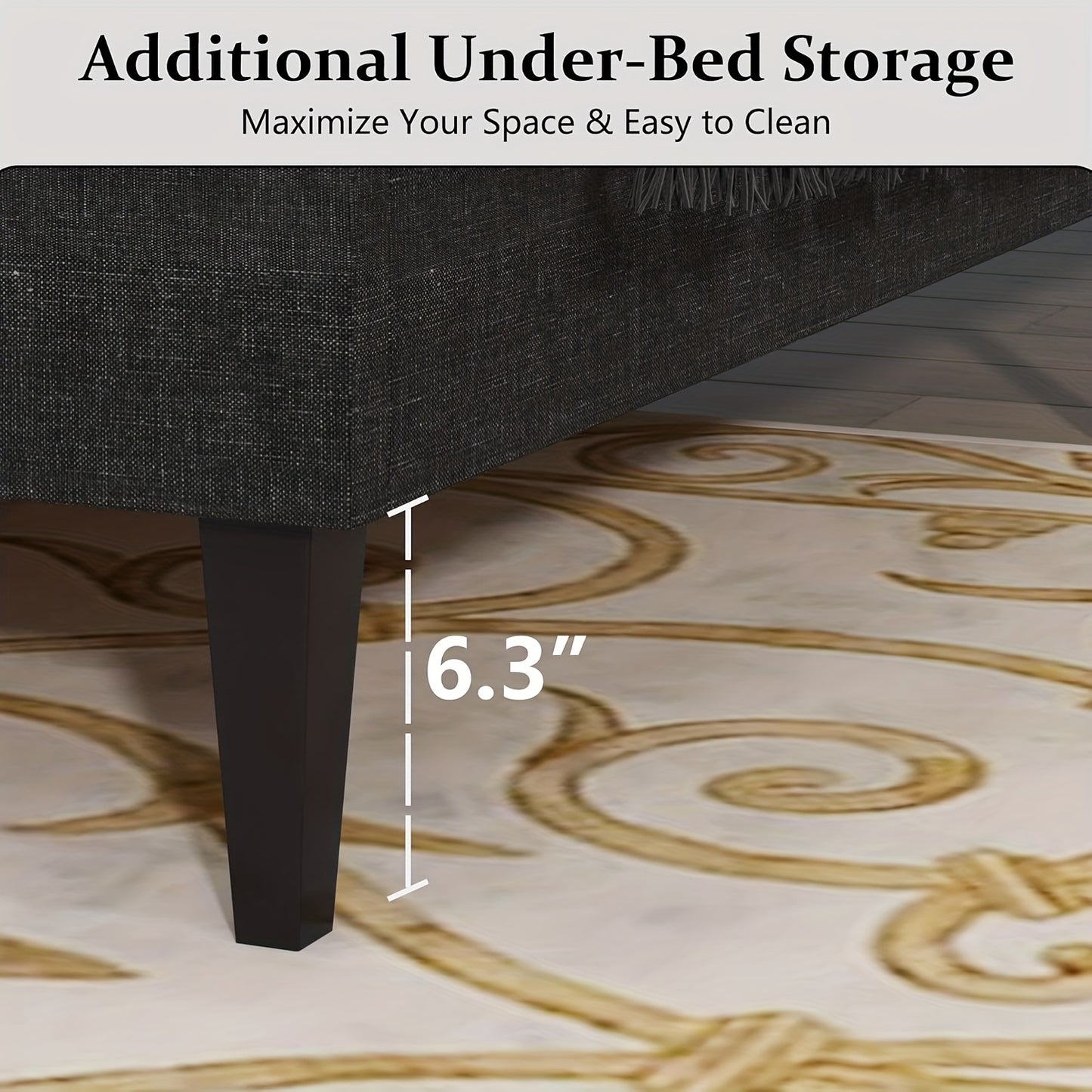 Twin/Full/Queen/King Size Bed Frame With Headboard, Linen Fabric Upholstered Bed Frame With Wood Slats(mattress Not Included), Halloween Decor, Wood Slats For Easy Assembly, Button Tufted, White/Blue/Dark Gray/Light Gray/Pink