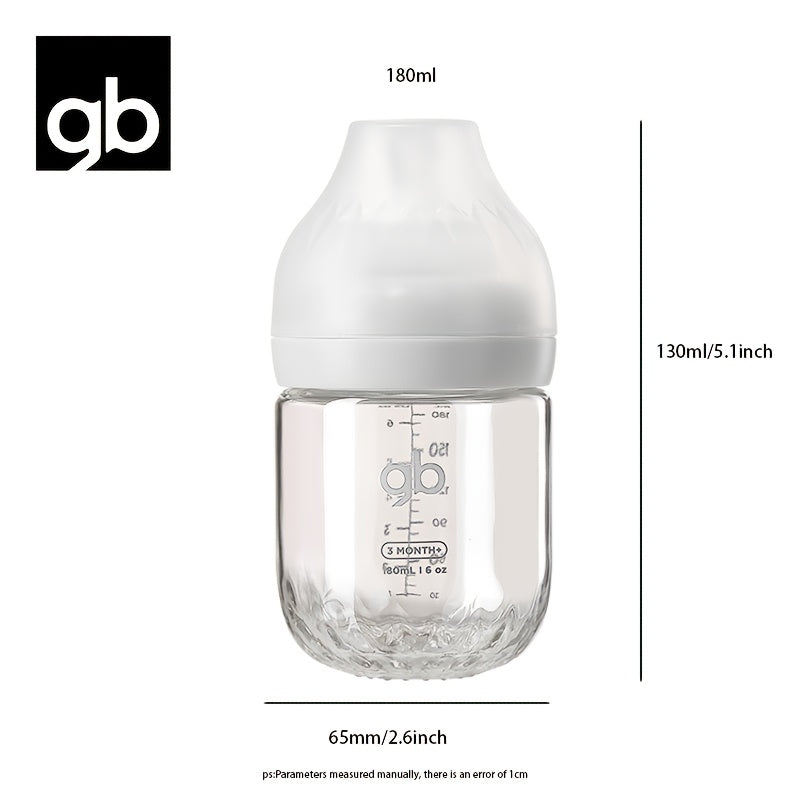 gb Platinum Series Baby Bottle - BPA-Free Glass Bottle with Simulated Breastfeeding Design, Wide-Neck for Easy Cleaning, Dishwasher & Heat Resistant, 3 Sizes (4oz/6oz/8.8oz) - Safe for, Ideal for Breastfeeding Moms & Bottle F