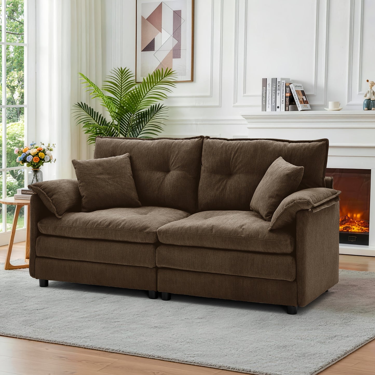 67.72-inch Modern Two-seater Chenille Upholstered Sofa | Comfortable Soft Cushions, Suitable for Living Room, Bedroom, Office, Modern Minimalist Design, Includes Soft Throw Pillows, Hardwood Frame by LNSENFIN