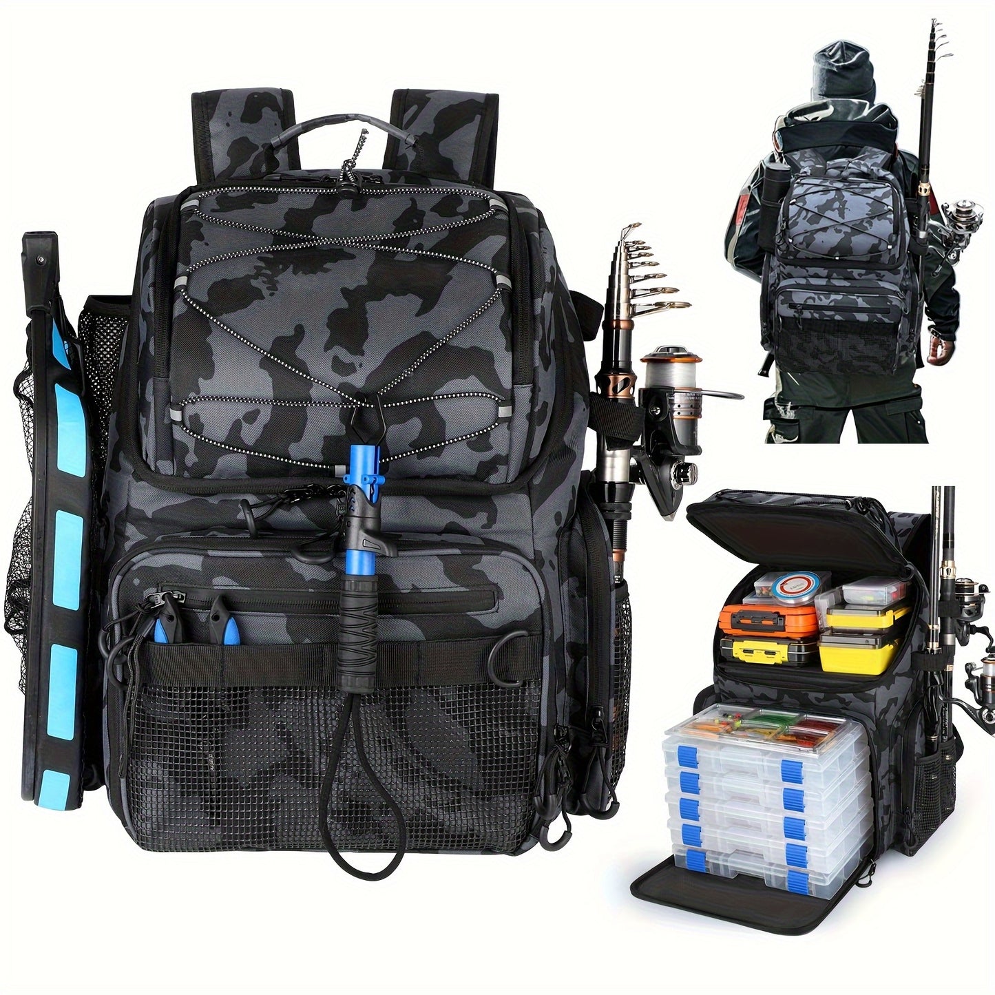 Factory Supplier Extra Large Capacity Fishing Backpack: 11.1gal With Built-in Rod Tube, For Carrying Fishing Gear & Equipment. Ideal For Fishing, Mountaineering, Hiking, And Camping.