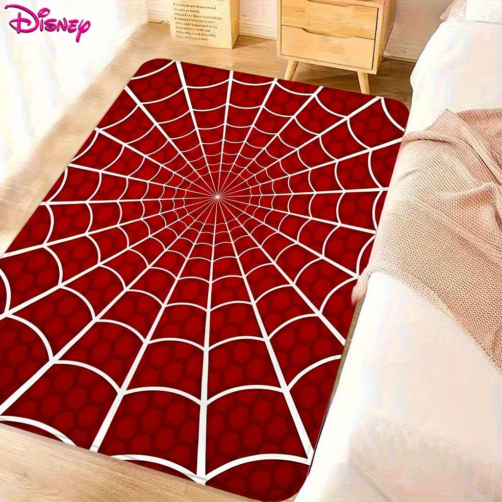 Red Spider Web Anime Embroidered Area Mat - Washable Non-Slip Mat for Bedroom, Living Room, or Game Room Decor - Perfect Valentine'S Day Gift for Anime Enthusiasts, Bedroom Decor | Spider Web Design | Durable Polyester, Spide