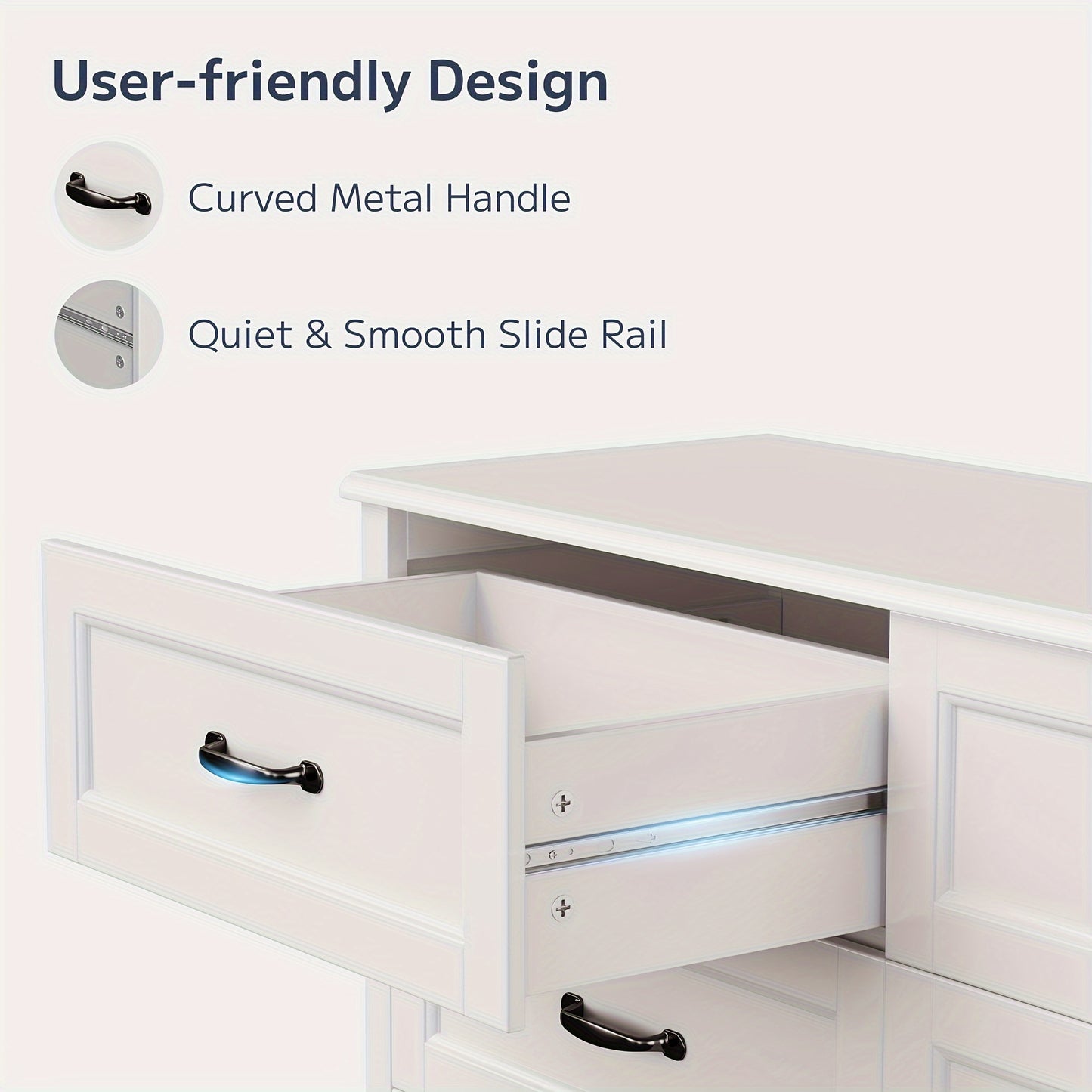 ASOFER 6 Drawer Dresser for Bedroom, White Modern Wood Dresser with Mental Handle, 3.2+ Cubic Feet Storage, 27+ Inch Height, Hardwood Construction, Entryway, Hallway, Cloakroom, Easy Assembly, ≥30 lbs Weight, ASOFER