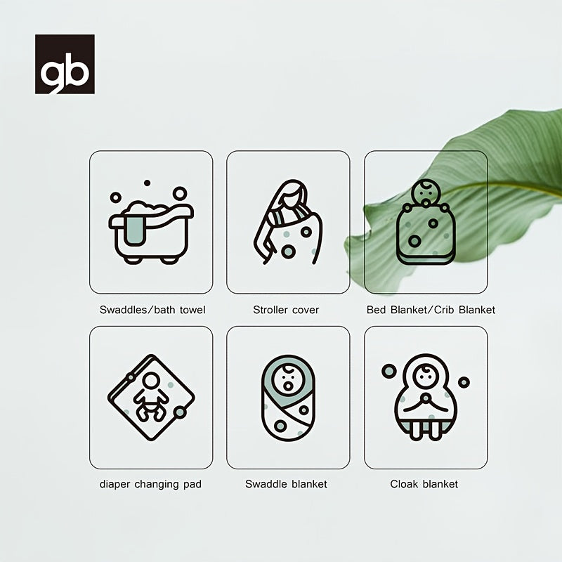 gb 2pcs Baby Gauze Blanket - 4-Layer Bamboo Cotton | 110x110cm/43.3*43.3in | Ultra-Soft, Breathable & Absorbent | Multi-Use for Swaddling, Nursing, Play & Travel | Bright Color Options