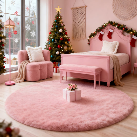 Round Area Rugs For Living Room, Rainbow Colors Circle Area Rugs For Room Decor, Soft Large Circle Rugs For Bedroom, Non-Slip Plush Soft Shaggy Indoor Floor Mat For Study, Dorm, Room Decor Home Decor Aesthetic, Christmas Gift