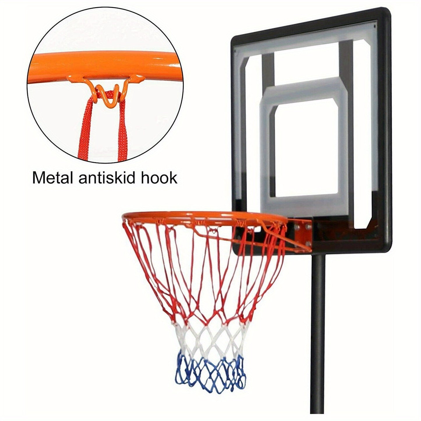 LUCKYERMORE Adjustable Portable Basketball Hoop for Family - 5ft-6.8ft Height, 32in Backboard, Heavy-Duty Steel & PVC, Water/Sand Stable Base with Wheels, Indoor/Outdoor Use, Black, Indoor Sports Equipment, Weatherresistant N
