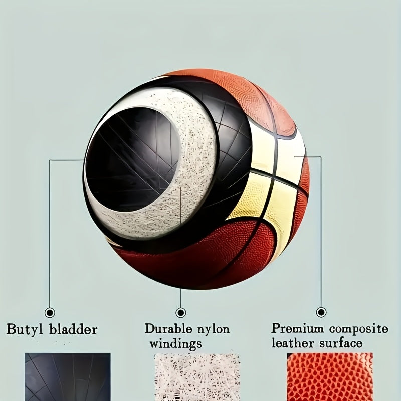 1pc of High-quality PU7 Basketball, Durable Basketball, Super Elasticity and Excellent Feel, Suitable for Outdoor and Indoor Games and Training - Adult Size, Celebrate the Game