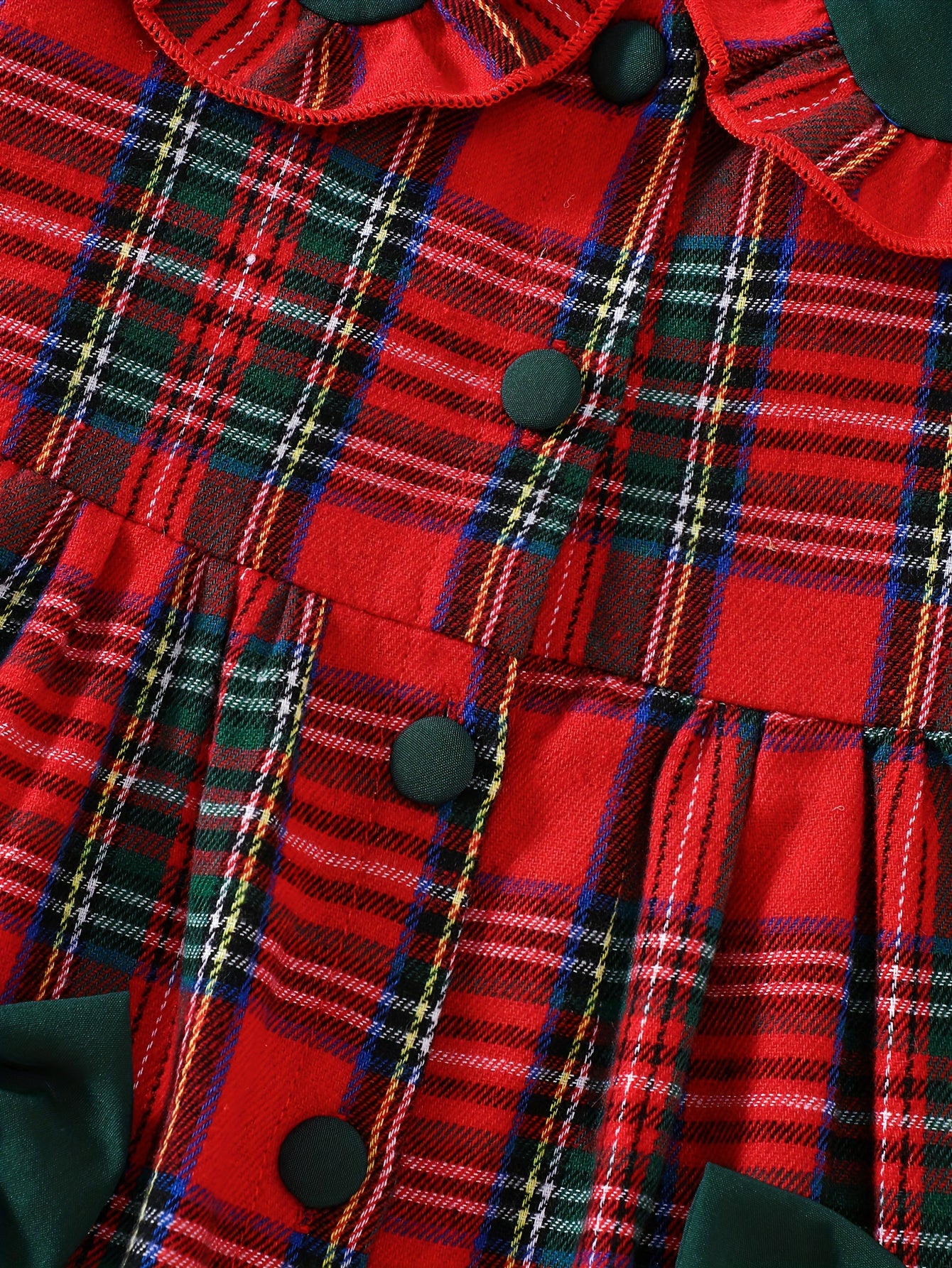 Red Plaid Christmas Party Dress with Detachable Headbow & Belted Waist - Long Sleeve A-Line Mid-Length Holiday Gown, Machine Washable Cute Outfit for Xmas Pageants, Family Photos & Winter Celebrations - Festive Gift for Young