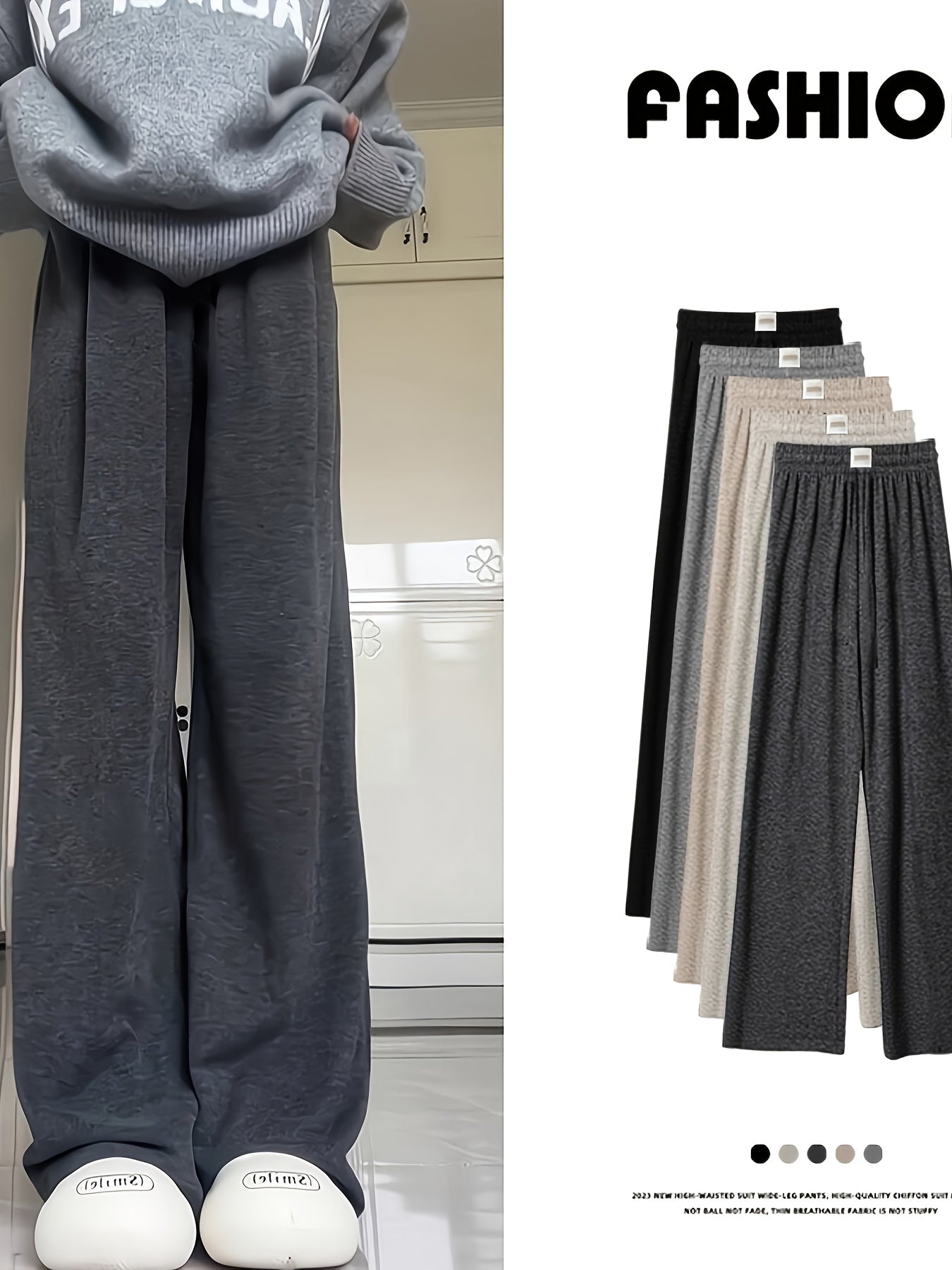 Girls 6-12 Years Wide-Leg Trousers - Stretchy Wrinkle-Resistant Pants with Adjustable Waist & Pockets, Soft Straight-Leg Leggings for School, Semi-Formal & Casual Attire (Navy Blue/Black) - Comfortable Stretch Fabric (Hand Wa