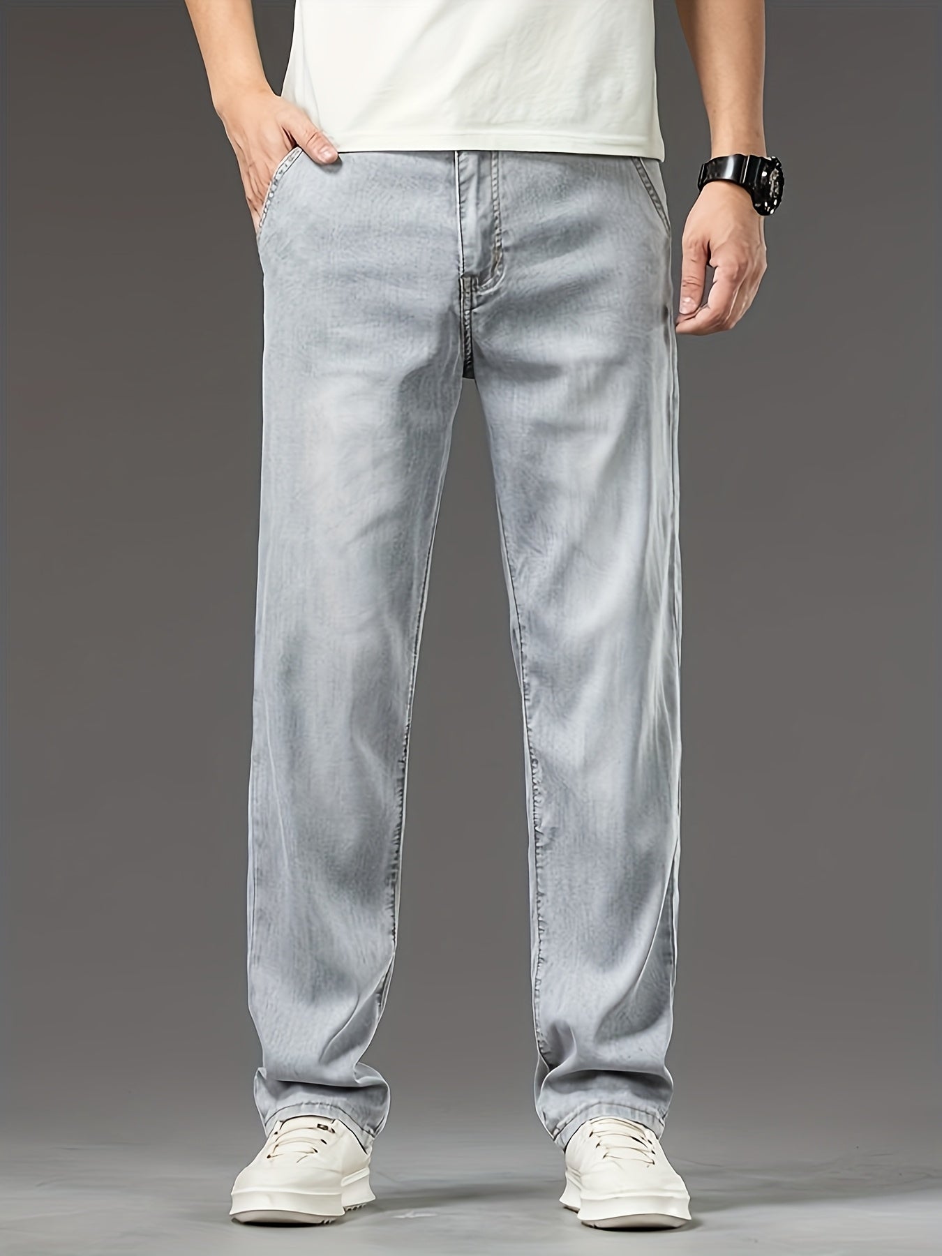 Men's Summer High-quality Lyocell Jeans, Breathable, Soft And Draping, Slightly Stretchy, Loose Straight Fit.