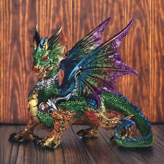 9.5" W Dragon with Purple/Blue Wings Figurine Statue Home/Room Decor and Perfect Gift Ideas for House Warming, Holidays and Birthdays Great Collectible Addition Scuplture Ornament Decroation