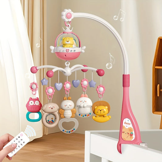 Newborn Baby Crib Mobile Bed Bell, Remote Control Baby Stroller with Projection, Educational Music Box Toy, Electric And Projection, Cute Rattles Bear, Birthday Gift for Newborns, Christmas Gift, Newborn Entertainment, Crib A
