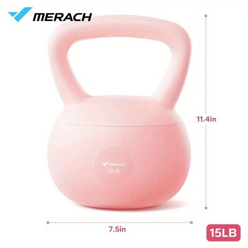 MERACH Soft Kettlebell Weight - 15lb Sea or Iron Sand Filled Kettlebell Suitable for Home Workouts, Women & Men, Low- Full-Body Training, Fitness Equipment (Pink)