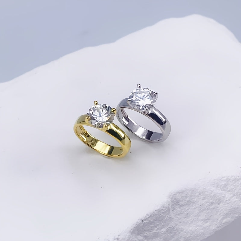 925 Silver 2 Carat Moissanite Women'S Wedding Ring, Simple And Generous Classic, Suitable For Daily Wear And Christmas Halloween Thanksgiving Wedding Party Gifts, Gift With Gift Box About 2g