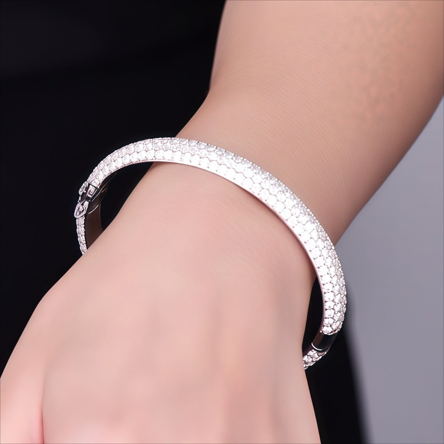 30.7g Full Moissanite Hip-hop Bracelet, D Color VVS1 Round Cut, 925 Sterling Silver High Quality Luxury Bracelet, Fashionable Trendy Items, Suitable for Daily Wear Or Music Festival, Perfect Christmas Halloween Gifts for Wome