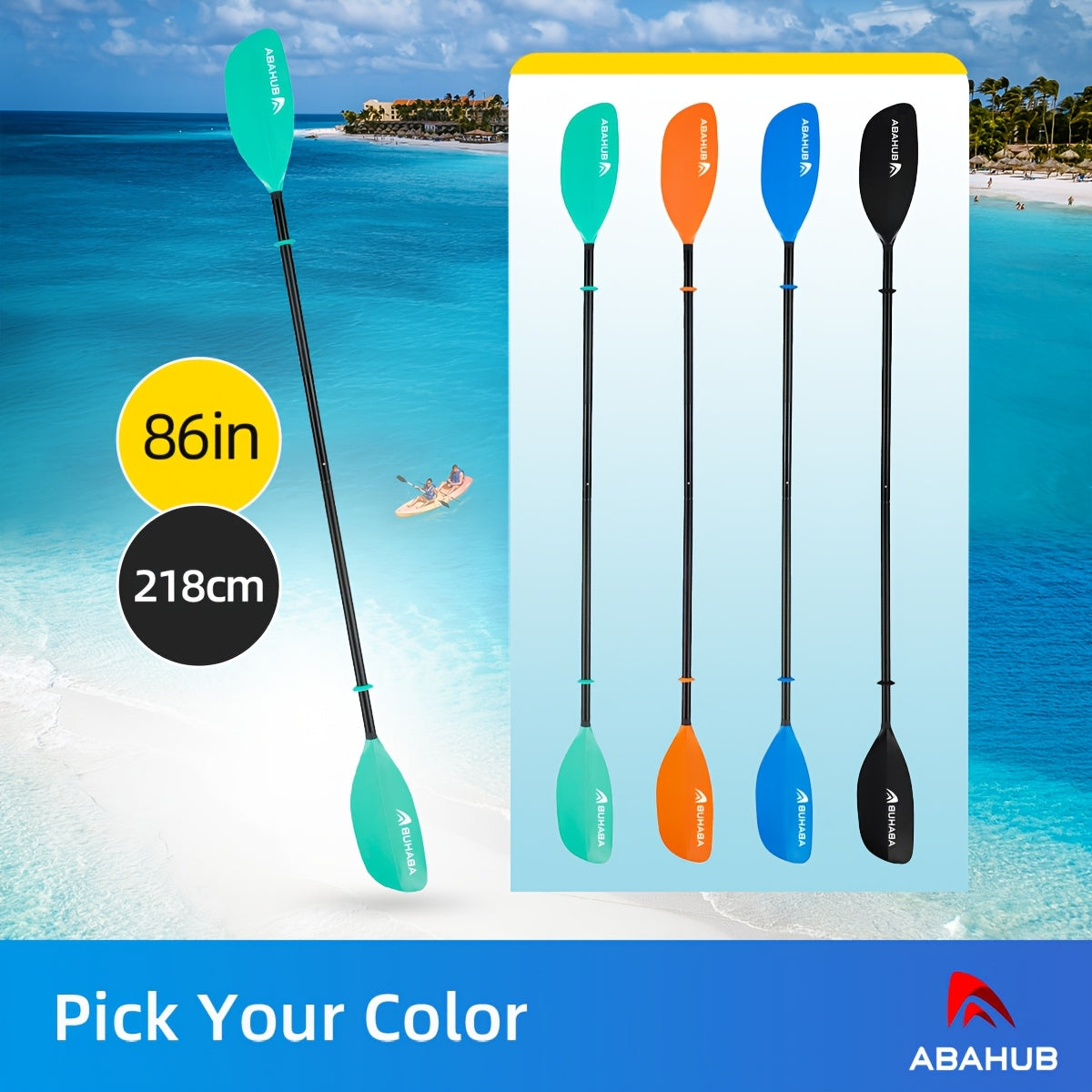 ABAHUB Low-Profile Two-Section Double Paddle Board - SKP2503, Aluminum Alloy, Mixed Colors, Ideal for Christmas, Valentine'S Day, Thanksgiving, Mother'S Day Gifts, Kayaking Accessory|Low Profile Design|Durable Kayak