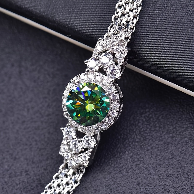 S925 925 Silvery Moissanite Bracelet - Elegant 2 Carat Minimalist Moissanite Tennis Bracelet - High-Quality Fashion Bracelet for Men and Women - Perfect for Engagement, Wedding, or Proposal - Birthday Gift for Friends, Loved