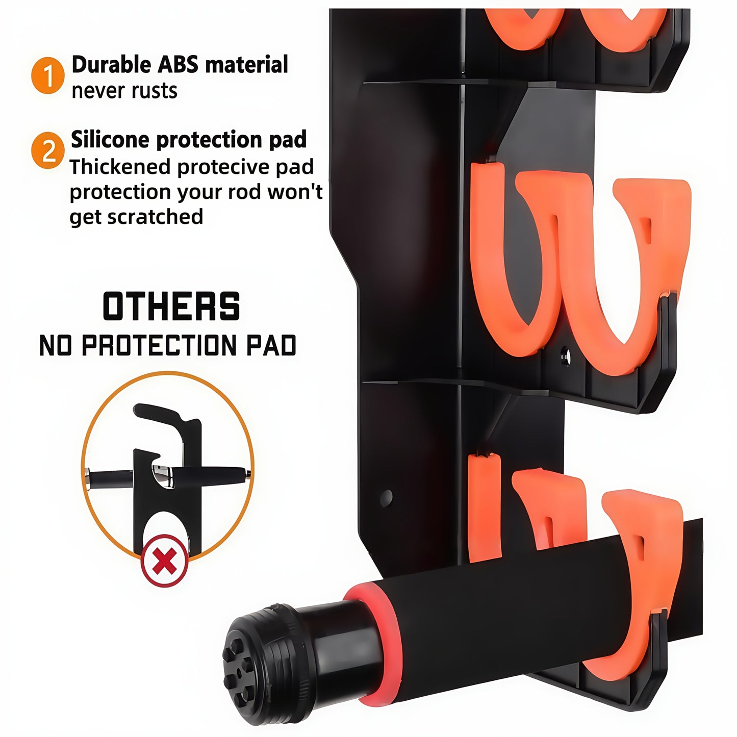 2025 New Fishing Rod Holder, Fishing Rod Display Rack, Suitable for Garage, Wall Or Ceiling Installation Of Fishing Rod Holder, ABS Material Double-layer Design Saves More Space