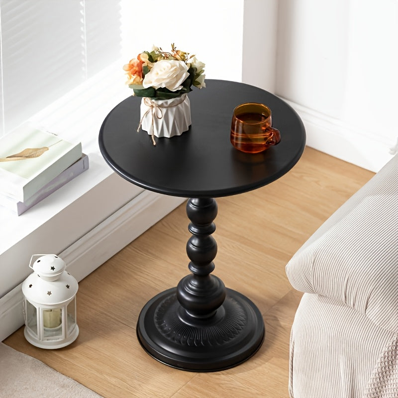 PINMOCO Round Metal Side Table - Anti-Rust & Waterproof Small Coffee Table with 3, 2 Cu Ft Storage, Lightweight Sturdy Design for Living Room, Bedroom, Balcony - Black/White/Pink, No Assembly Required, Coffee Table for Living