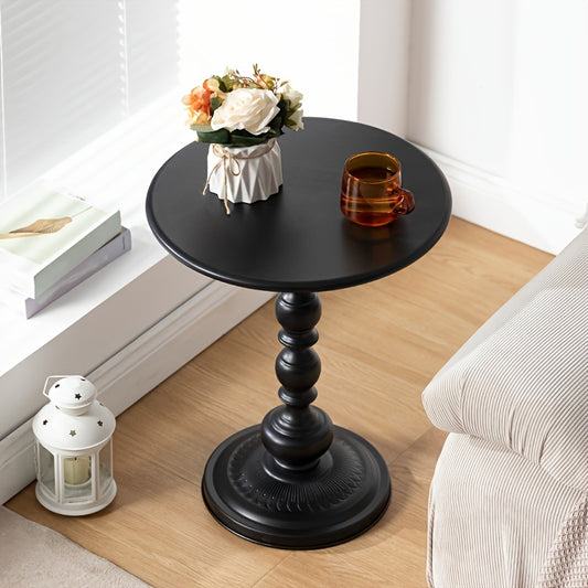 PINMOCO Round Metal Side Table - Anti-Rust & Waterproof Small Coffee Table with 3, 2 Cu Ft Storage, Lightweight Sturdy Design for Living Room, Bedroom, Balcony - Black/White/Pink, No Assembly Required, Coffee Table for Living