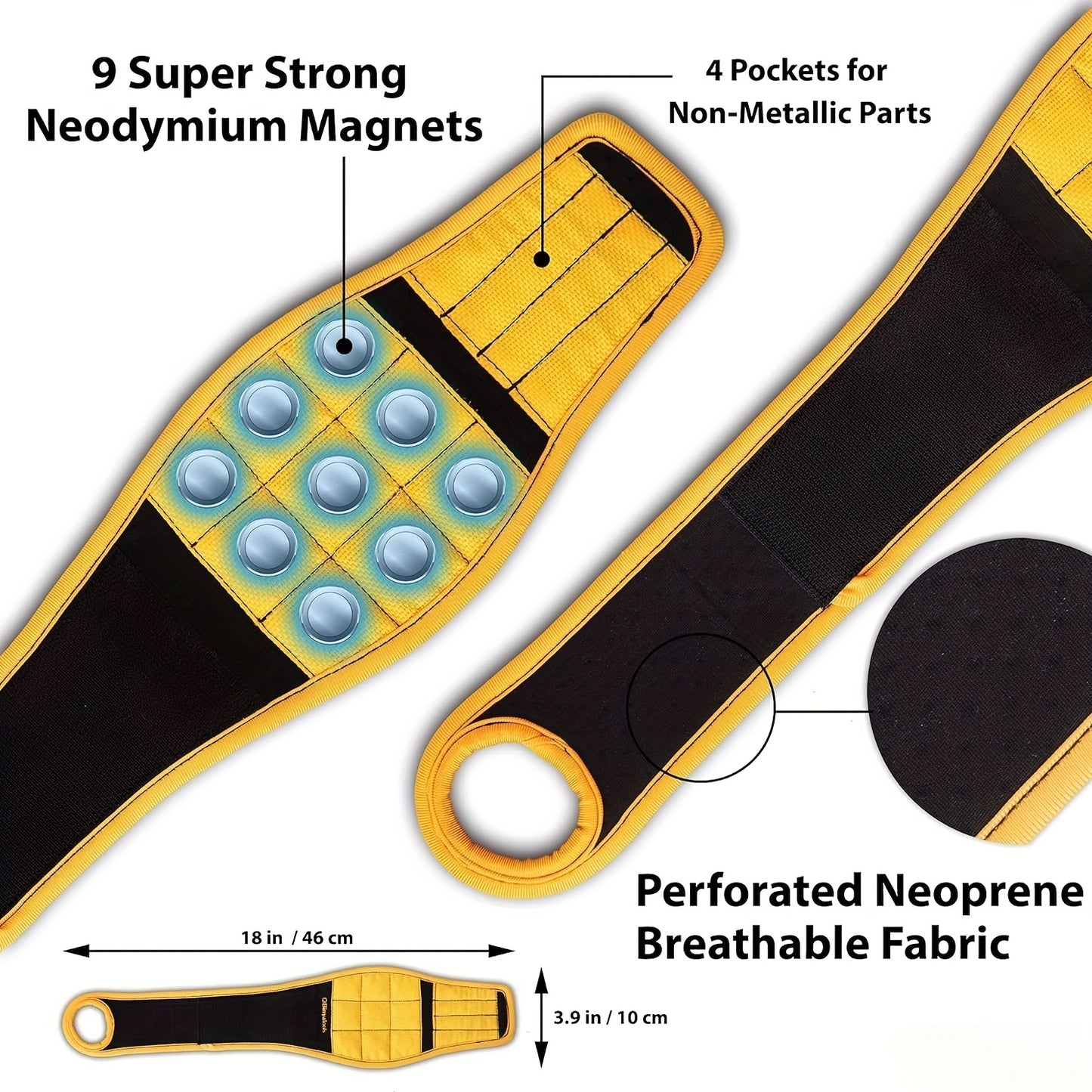 Heavy-Duty Magnetic Wristband with Strong Magnets - Magnetic Tool Holder for Screws, Nails, Drill Bits - Secure Grip Work Wrist Support - Ideal Gift for Electricians, Handymen, DIYers, Fathers, Builders - Coyote Brown (Metal