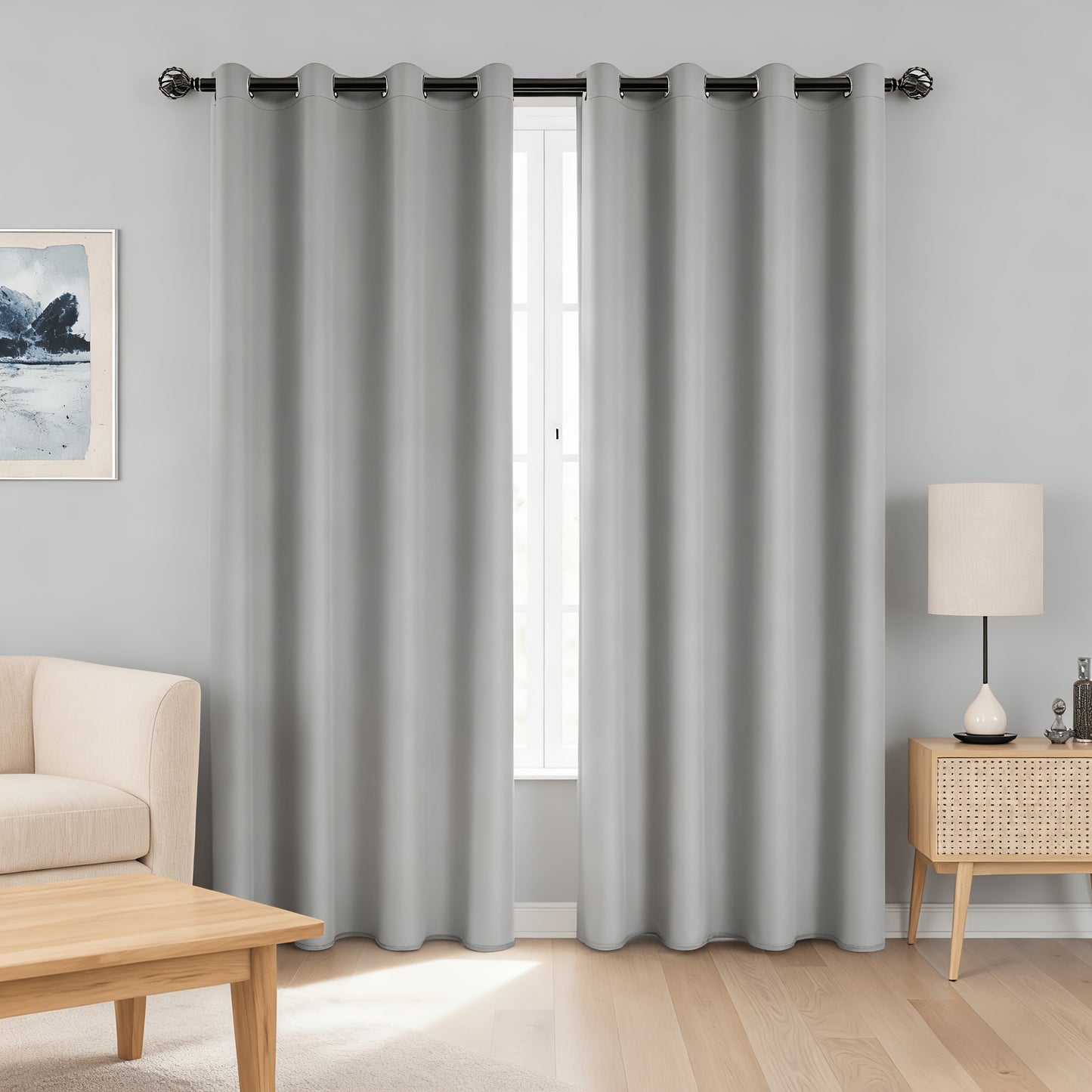 2 Panels 52x84 in/ 132x213 cm 100% Blackout Curtains Soft & Durable, Easy to Clean for Bedroom, Living Room, Office, Hotel, Bathroom, Van Garage, Christmas Modern decoration, black, Grey, Beige 52x63 in/ 132x160 cm 52x95 in/