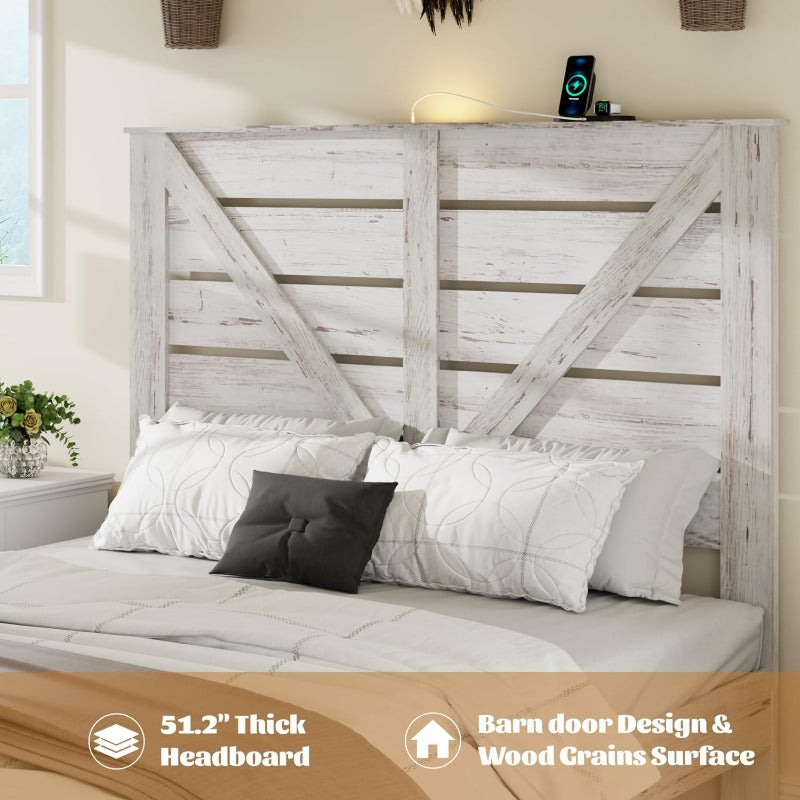 King Sized Bedroom Furniture With Imitation Wooden Headboard And Heavy Metal Bed Frame | Noise Free, No Box Spring Needed, Easy Assembly Tool, Large Under Bed Storage, White, Free Home Delivery Mattress Not Included