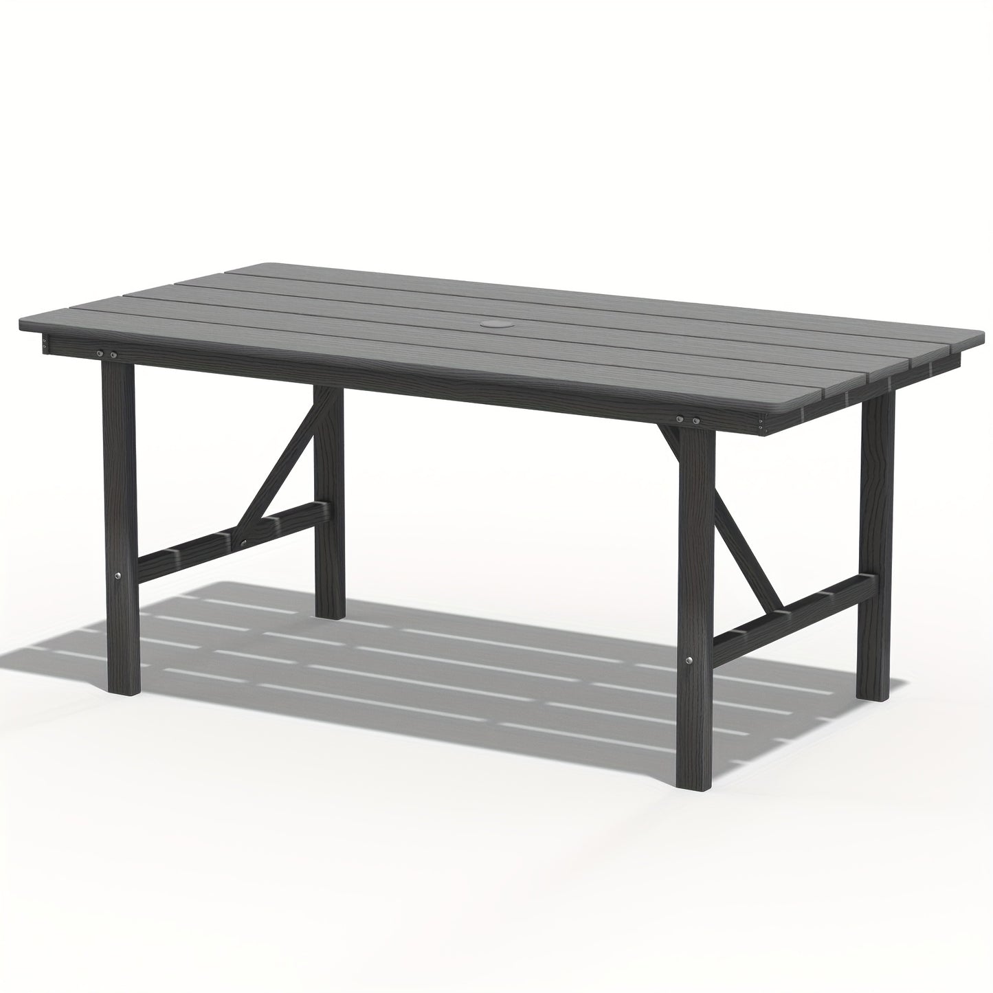 Outdoor HDPE Dining Set, 7pcs Outdoor Furniture with Large Table& 6 Chairs, All-Weather Patio Dining Set for Lawn, Garden, Backyard, Poolside