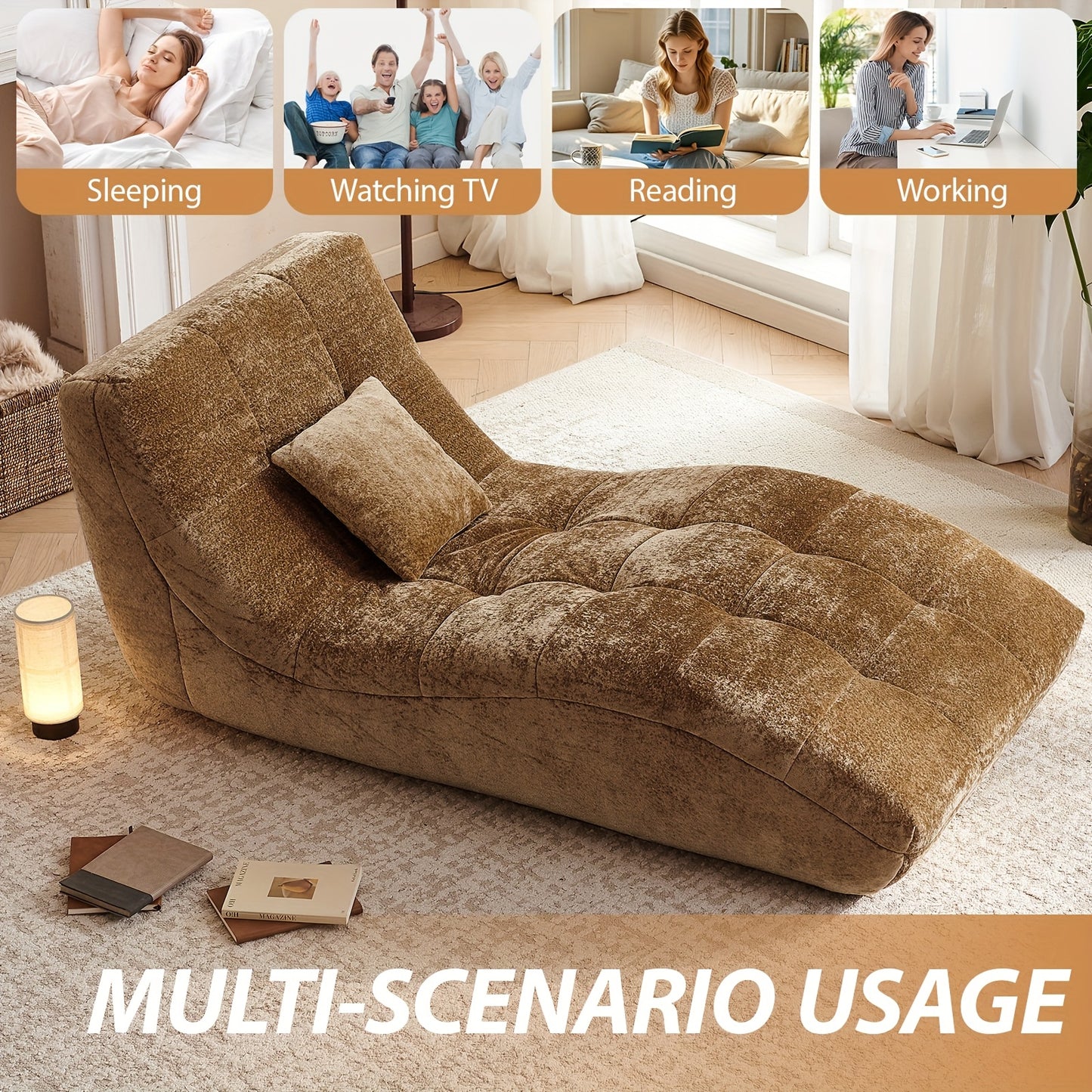 Single Sofa Seat, Yoga Sofa, Leisure Sofa, Armless Platform Sofa, Simple Lazy Sofa, Floor Standing Sofa Seat, Indoor Reading And Leisure Integrated Compression Sponge Sofa, No Assembly Required, Suitable For Living Rooms, Bed
