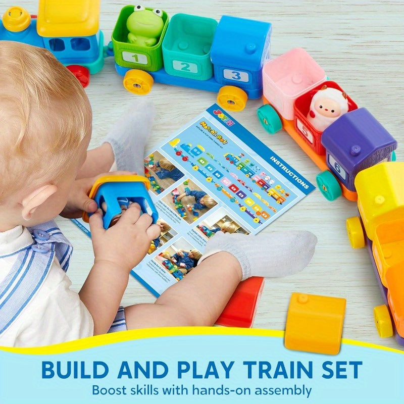 Farm Number Train Learning Toy For Toddlers, Counting, Matching And Sorting Learning Farm Train Including 9 Farm Animals And 1 Farmer, Christmas Birthday Gift For Baby Boys And Girls Age 1 2 3