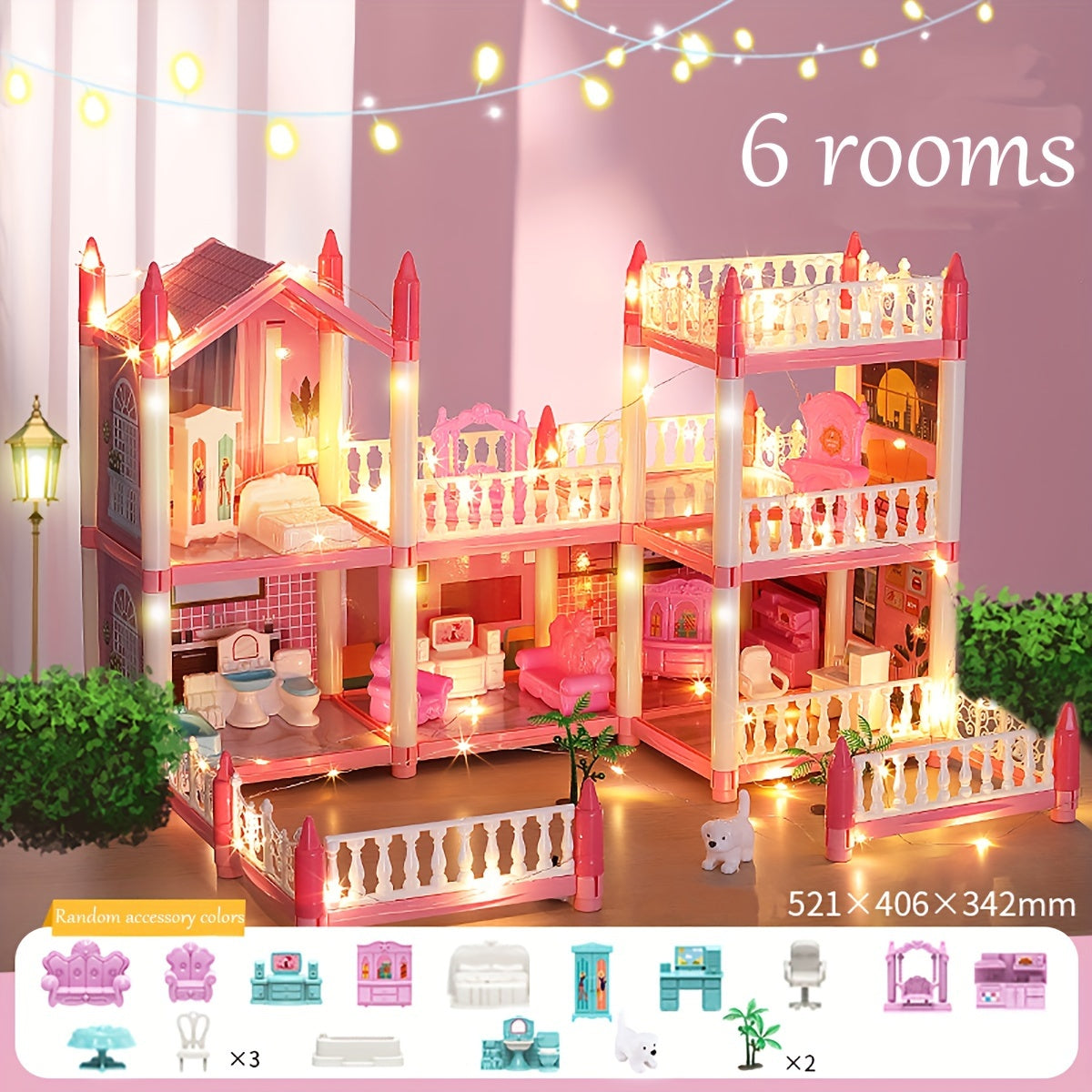Doll House, Dollhouse for Girls Pretend-Play DIY Dollhouse Kit - 4-Story 11 Rooms Playhouse with 4 Dolls Toy Figures, Furniture And Accessories Set Gift Toy for Kids Ages 3 4 5 6 7 8+