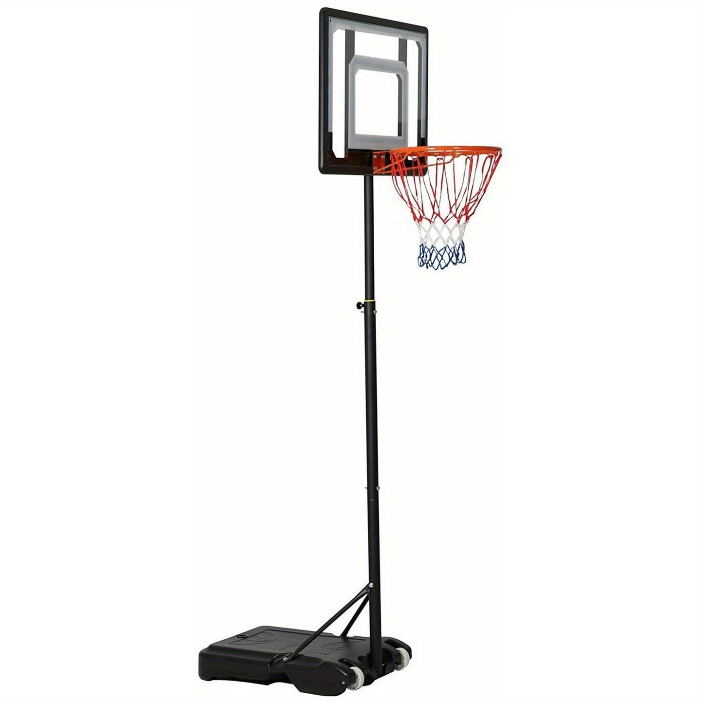 LUCKYERMORE Adjustable Portable Basketball Hoop for Family - 5ft-6.8ft Height, 32in Backboard, Heavy-Duty Steel & PVC, Water/Sand Stable Base with Wheels, Indoor/Outdoor Use, Black, Indoor Sports Equipment, Weatherresistant N