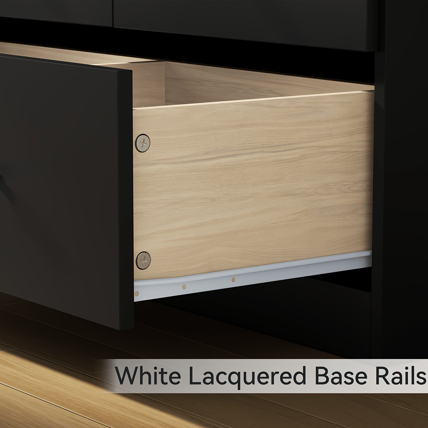 6-Drawer Wide Dresser with Extra Deep Drawers - Wide Cabinet Suitable for, Hallway, TV Stand | Modern 6-Drawer Storage Unit with Deep Drawers | Black/White | MDF & (Assembly Required)