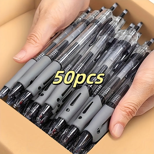 50pcs Retractable Gel Pens, 0.7mm Black, Blue And Red Gel Pens, Retractable Gel Ink Round Ballpoint Pens, 40 Black + 5 Blue + 5 Red Gel Pens, Office, School And Home Writing Office Holiday Gifts