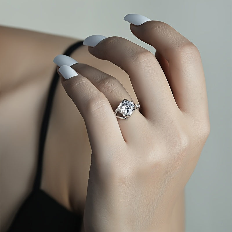 1CT D-Color Moissanite Ring, S925 Silver Minimalist Promise Ring, April Birthstone, Women'S Premium Jewelry, Suitable for Proposals, Engagements, Weddings, Banquets, Birthdays, Celebrations, Anniversaries, Valentine'S Day, Gi