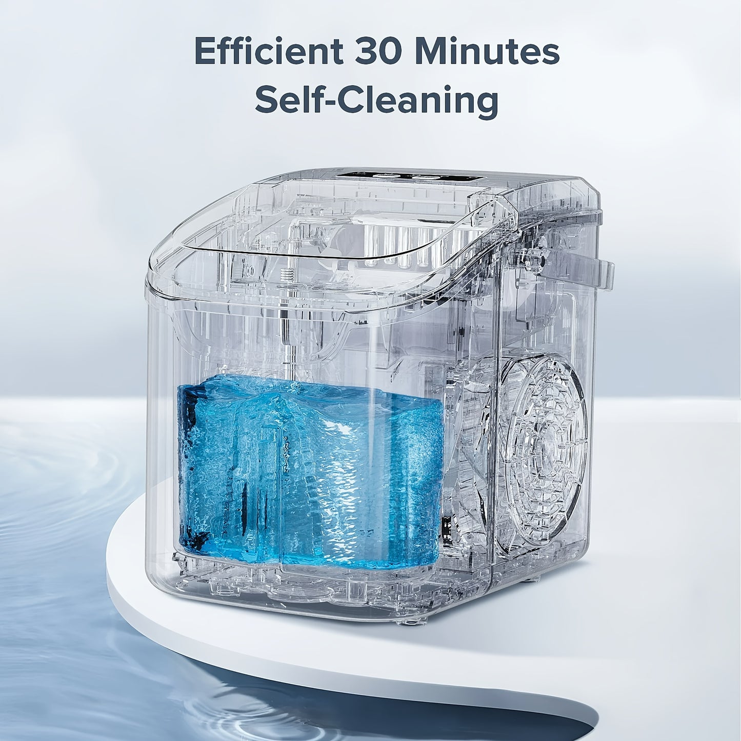 KNDKO Ice Maker, Making Ice In 8mins- Portable with Detachable Water Tank, Produces 26Lbs Ice/ Day, Self-Cleaning Function, Perfect for Home, Office, Parties.