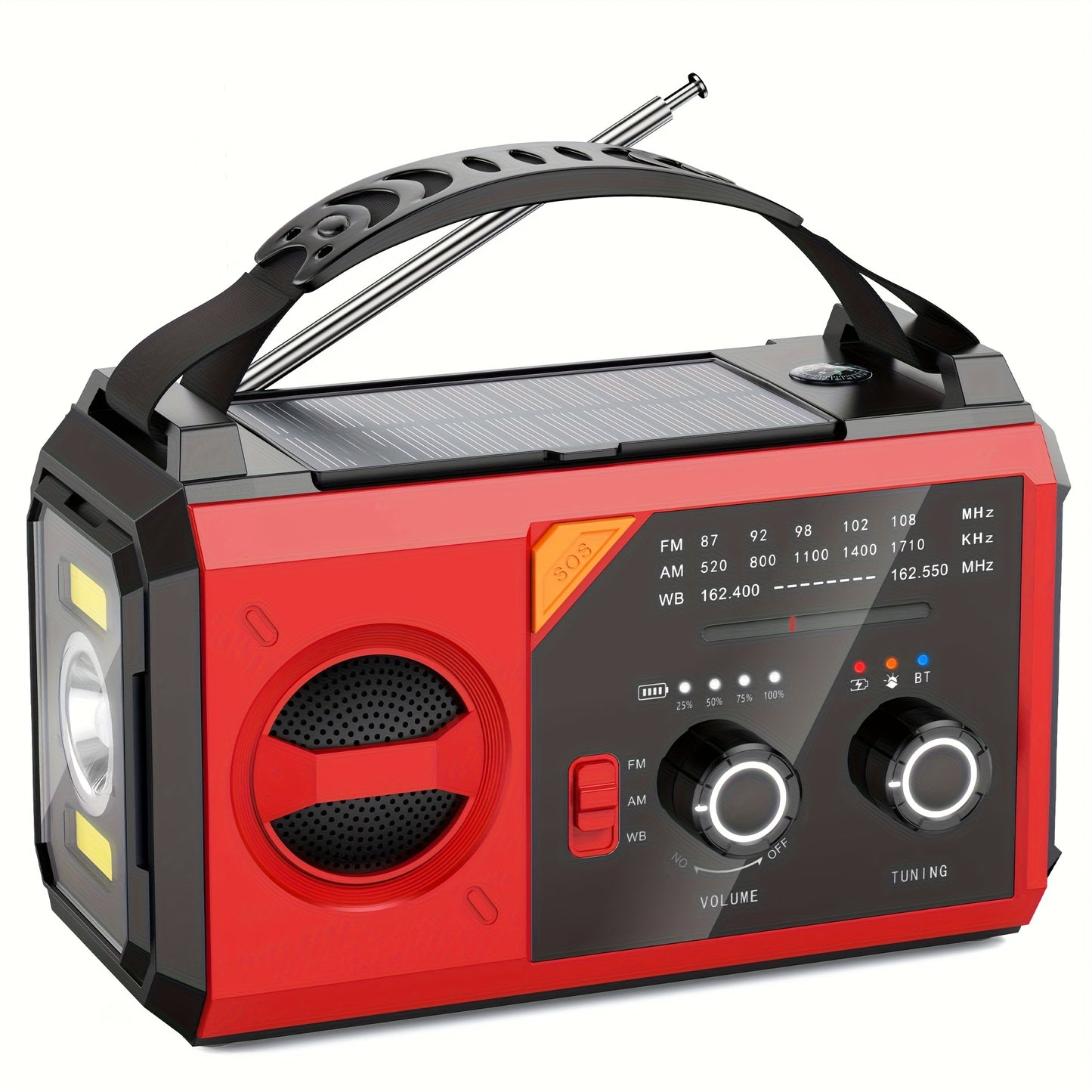 30000mAh Emergency Weather Radio with Hand Crank - NOAA Weather Alert Radio,  SOS, Power Bank 2 Solar Panels