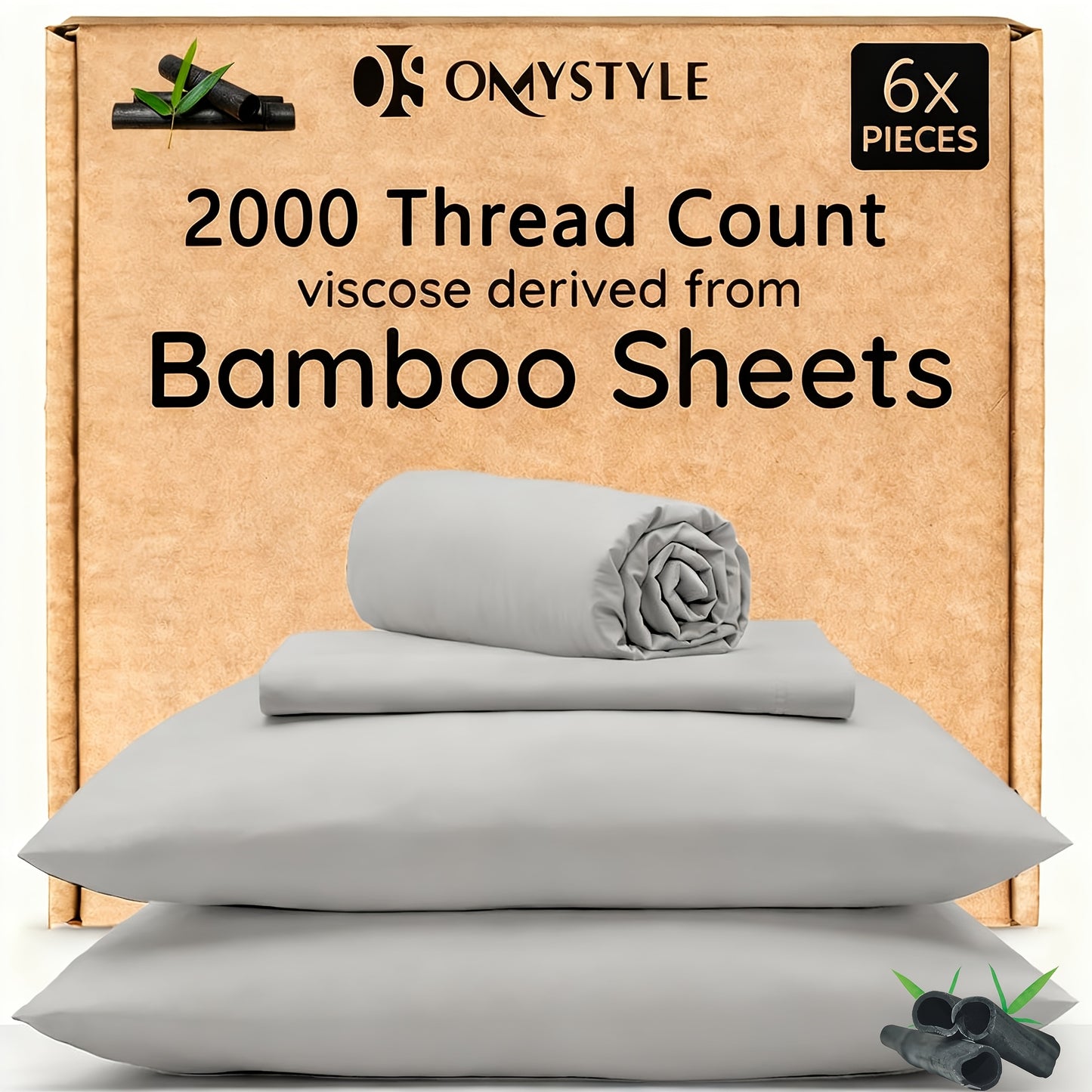 4pcs/6pcs Bamboo Cooling Bedding Set - Breathable And y - Fit for Hot Sleepers And Sweats, Pillowcases, Flat Sheet And Fitted Sheet - A Perfect Gift for Family