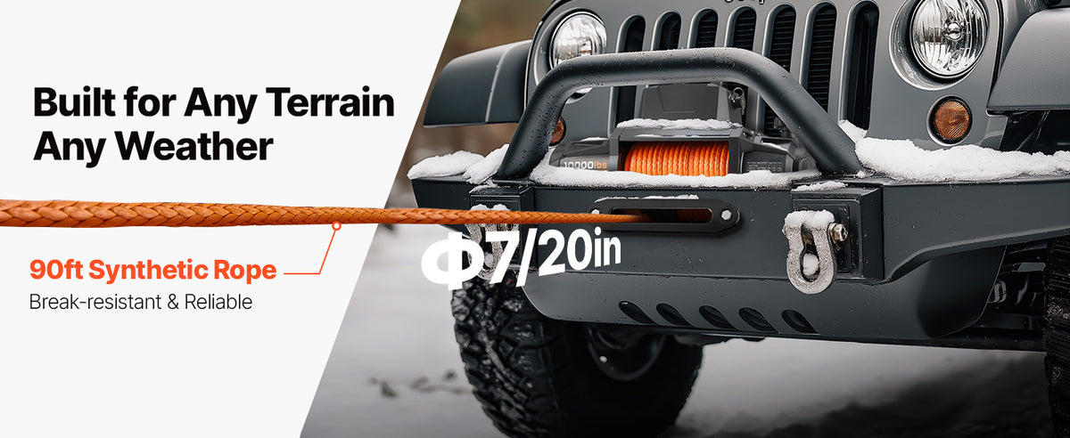 SucceBuy 10000 12000 13500 Lb 12V Electric Winch With 90 Ft Synthetic Rope