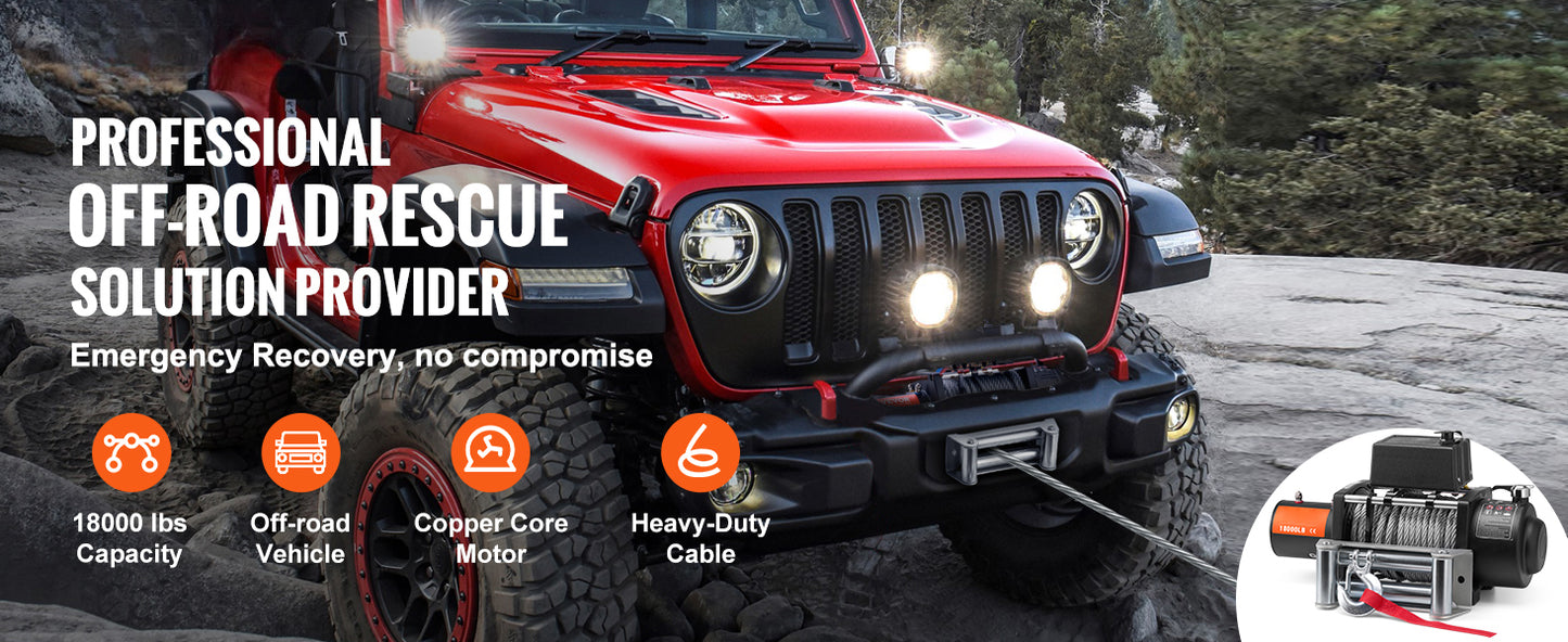 SucceBuy 18000lbs Electric Winch Car Truck Steel Cable Winch with 85ft Wire Rope Wireless Remote Control for Towing Off-Road SUV