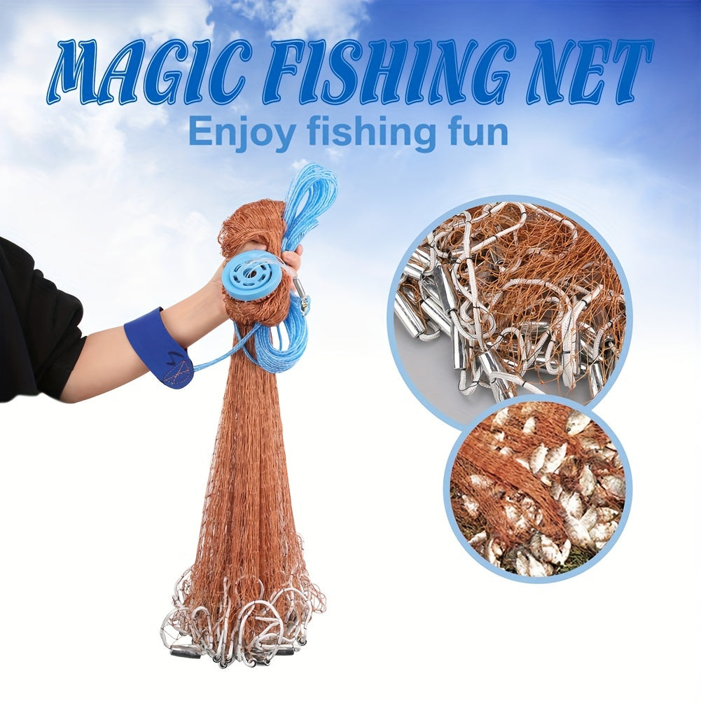 American Style Fishing Nets Strong Nylon Mesh Wire Net Dia. 2.4M 3.6M 4.8M Throw Net Cast Net for Saltwater Freshwater Fishing Trap with Zinc Sinker, Fishing gear and equipment